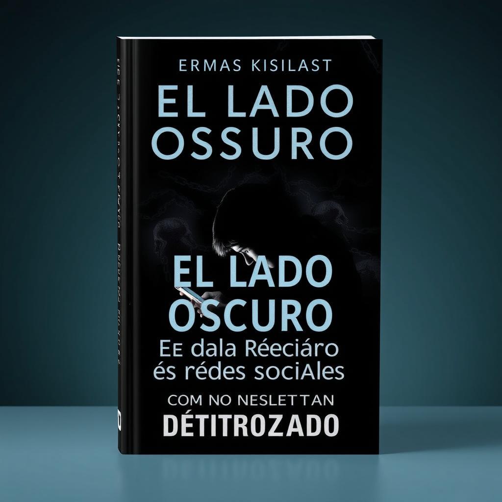 A visually striking book cover titled 'El Lado Oscuro de las Redes Sociales: Cómo Nos Están Destrozando'