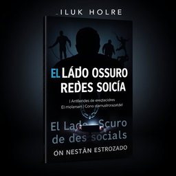 A visually striking book cover titled 'El Lado Oscuro de las Redes Sociales: Cómo Nos Están Destrozando'