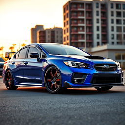 A stunning 2020 Subaru, low-slung with a pronounced stance, showcasing wide, bold aftermarket wheels that elevate its sporty aesthetics
