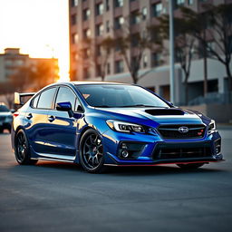 A stunning 2020 Subaru, low-slung with a pronounced stance, showcasing wide, bold aftermarket wheels that elevate its sporty aesthetics