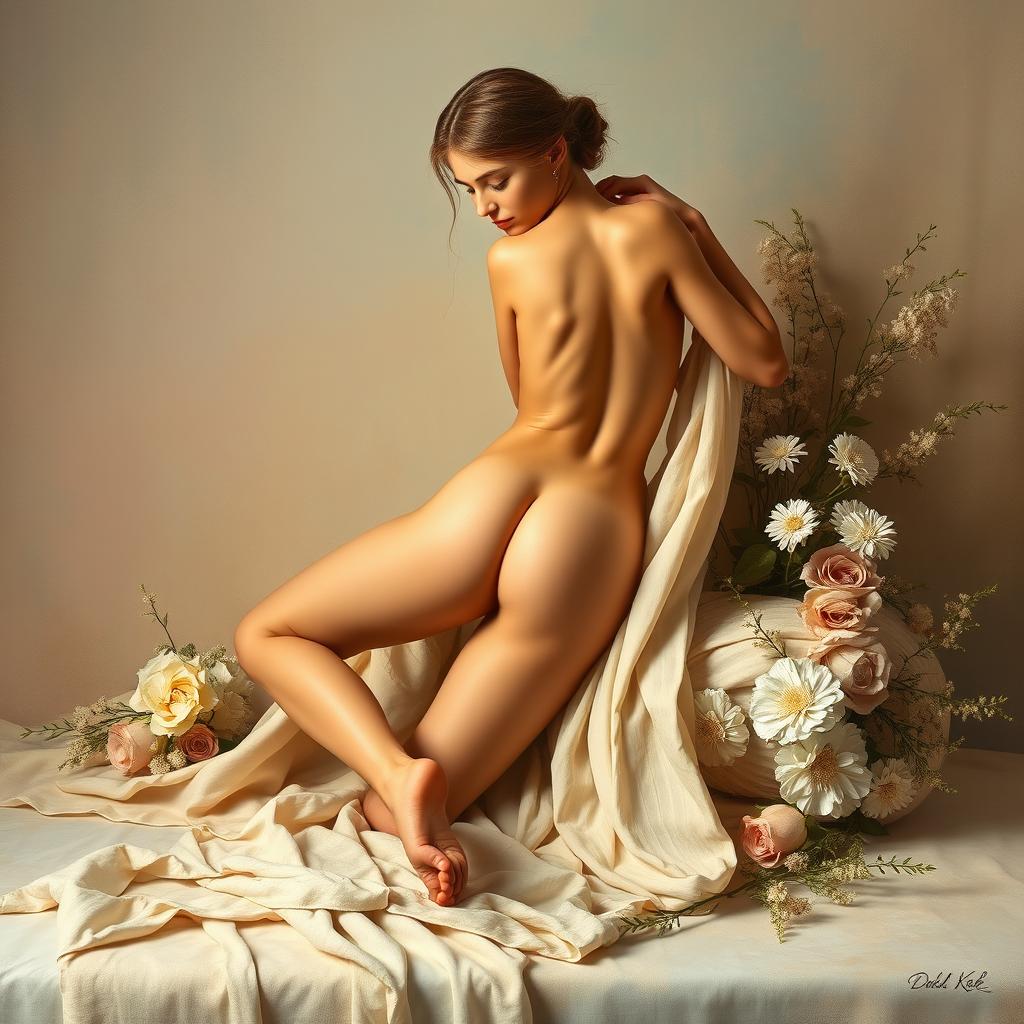 A nude female form elegantly posed in a classical art style