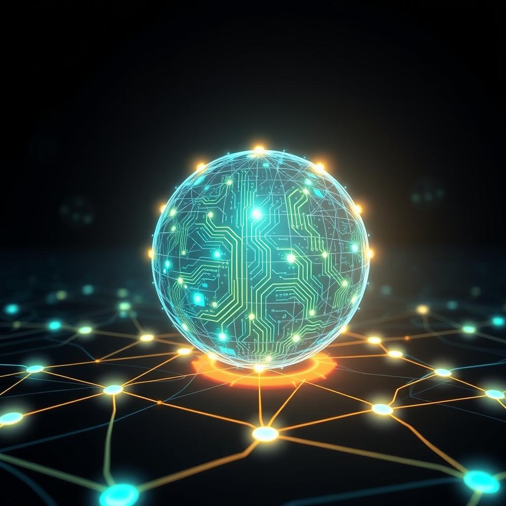A detailed illustration of a node in a computer network, showcasing a high-tech design
