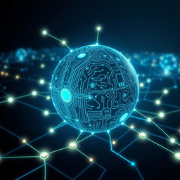 A detailed illustration of a node in a computer network, showcasing a high-tech design