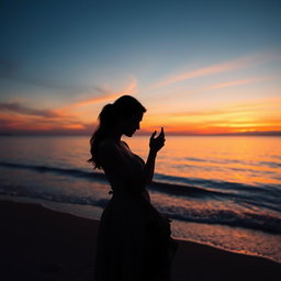 An artistic representation of intimacy, showcasing an elegant and sensual couple embracing during a sunset on a beach