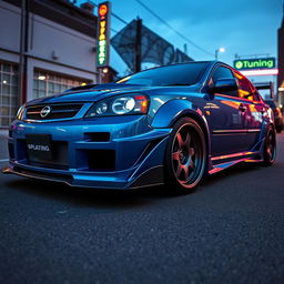 A modified 2003 Nissan Platina, showcasing an aggressive tuning style