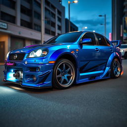 A modified 2003 Nissan Platina, showcasing an aggressive tuning style