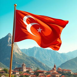 A vibrant, detailed illustration of the Karaman flag, showcasing its rich colors and symbols