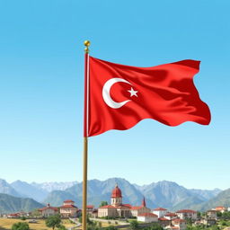 A vibrant, detailed illustration of the Karaman flag, showcasing its rich colors and symbols
