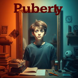An artistic representation of the concept of puberty, focusing on the transition from childhood to adolescence