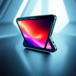 A triangular-shaped smartphone that elegantly forms a perfect square when viewed from a certain angle