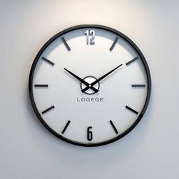 A large, beautifully designed wall clock featuring a customized logo prominently placed at the center