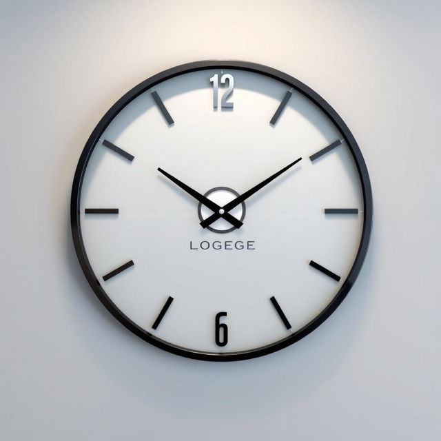 A large, beautifully designed wall clock featuring a customized logo prominently placed at the center