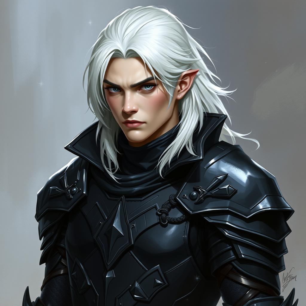 In the style of Dungeons & Dragons character art, depict Vannis, a striking human/fet hybrid
