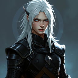 In the style of Dungeons & Dragons character art, depict Vannis, a striking human/fet hybrid