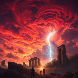 A dramatic and awe-inspiring scene representing the concept of the end of times