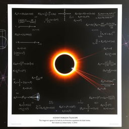 A visually striking poster depicting the first image ever captured of a black hole by the Event Horizon Telescope