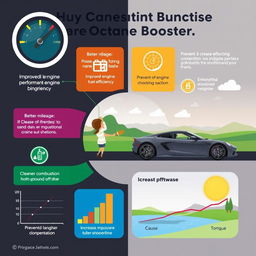 A detailed infographic showcasing the positive influences of using octane booster in cars