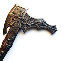 A detailed depiction of a Dwarven War Axe, showcasing intricate engravings and a sturdy, ornate handle