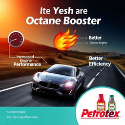 A visually appealing infographic showcasing the positive influences of using octane booster in cars