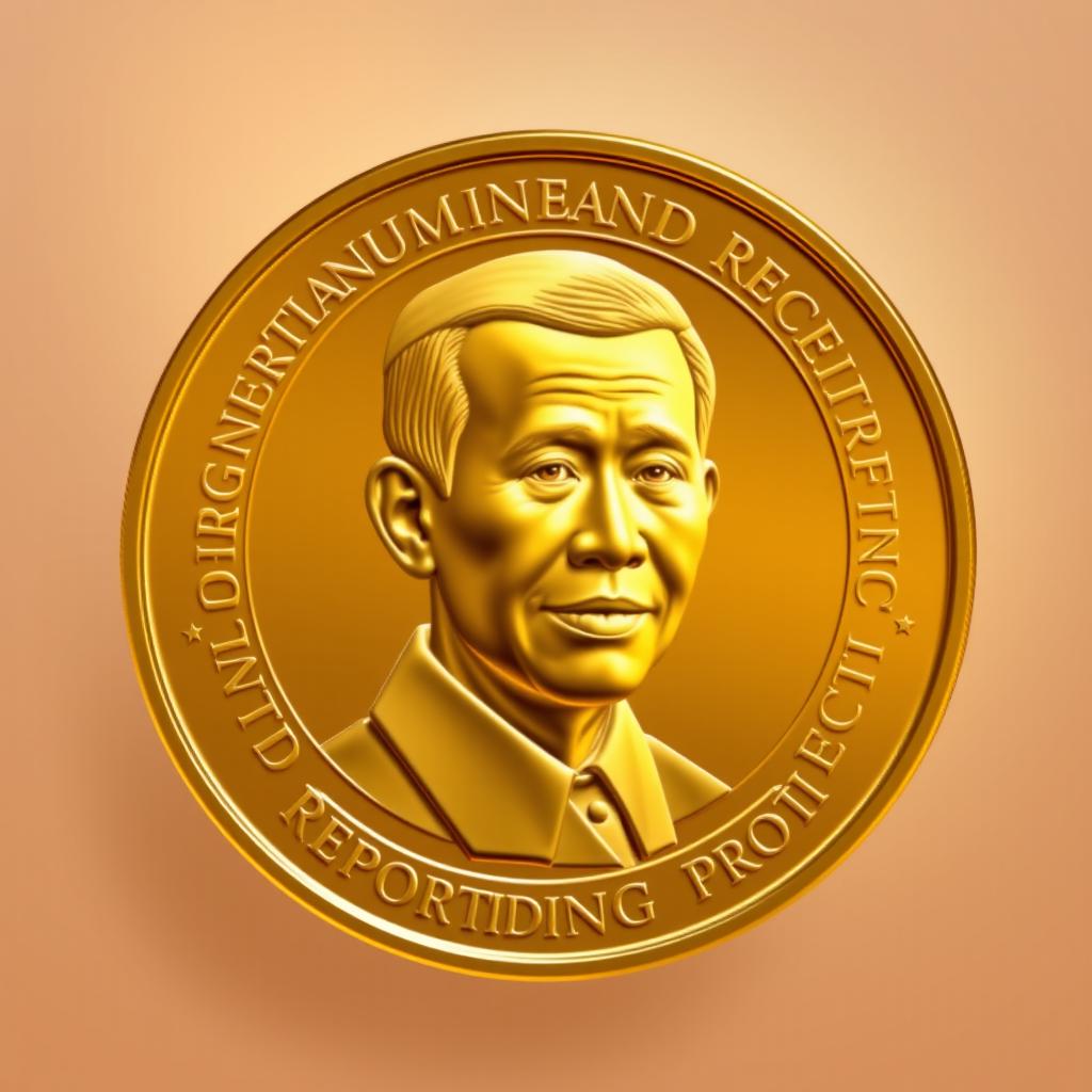 A stunning design of a golden cryptocurrency coin featuring the face of Indonesian President Jokowi