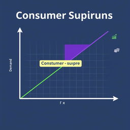 A detailed and scientific illustration depicting consumer surplus, featuring a clear and accurate graph