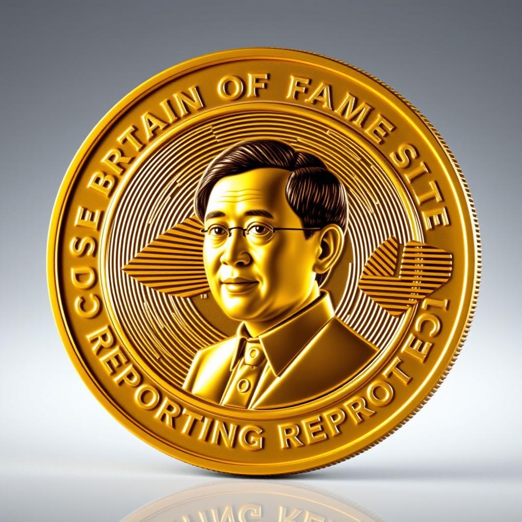 A highly detailed and artistic representation of a gold cryptocurrency coin featuring the likeness of President Joko Widodo prominently displayed at the center