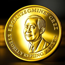 A shining gold coin featuring a detailed portrait of President Joko Widodo (Jokowi) with a proud expression