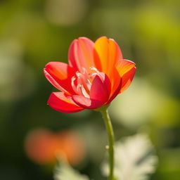 A vivid and colorful depiction of a single blooming flower, showcasing intricate petal details and vibrant colors