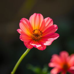 A vivid and colorful depiction of a single blooming flower, showcasing intricate petal details and vibrant colors
