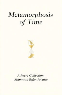 A minimalist and artistic book cover for a poetry collection titled 'Metamorphosis of Time', reflecting themes of existentialism and absurdism
