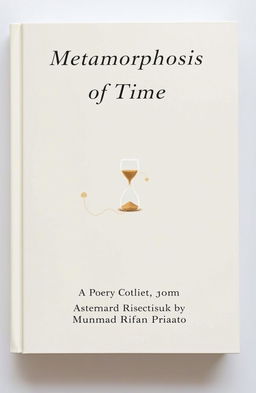 A minimalist and artistic book cover for a poetry collection titled 'Metamorphosis of Time', reflecting themes of existentialism and absurdism