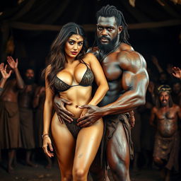 A full-length photoshoot featuring a hot, sultry couple in an intimate pose