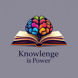 A logo design featuring an open book with its pages stylized to form a human brain