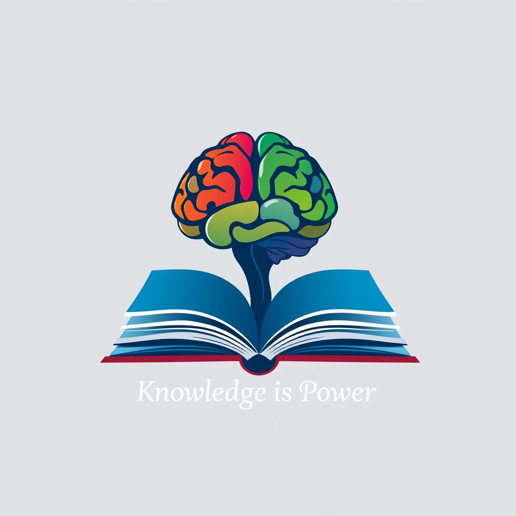 A logo design featuring an open book with its pages stylized to form a human brain