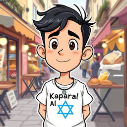 A cartoon illustration of a young French food critic named Bob