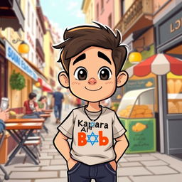A cartoon illustration of a young French food critic named Bob