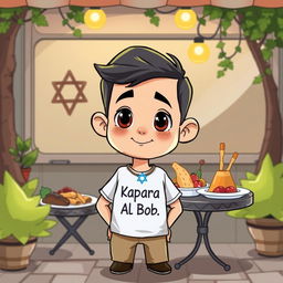 A cartoon illustration of a young French food critic named Bob