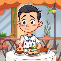 A cartoon illustration of a young French food critic named Bob