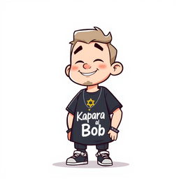 A cartoon character of a 21-year-old food critic named Bob, small and simple in appearance with a French vibe