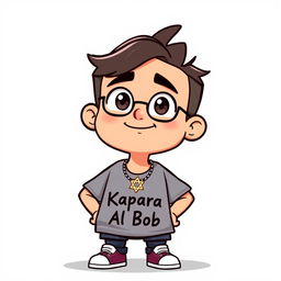 A cartoon character of a 21-year-old food critic named Bob, small and simple in appearance with a French vibe