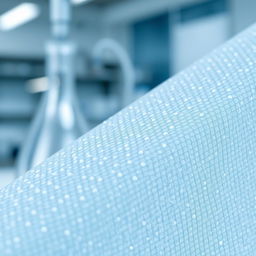 A close-up, detailed representation of a cellulose acetate membrane blended with silica nanoparticles used for water treatment