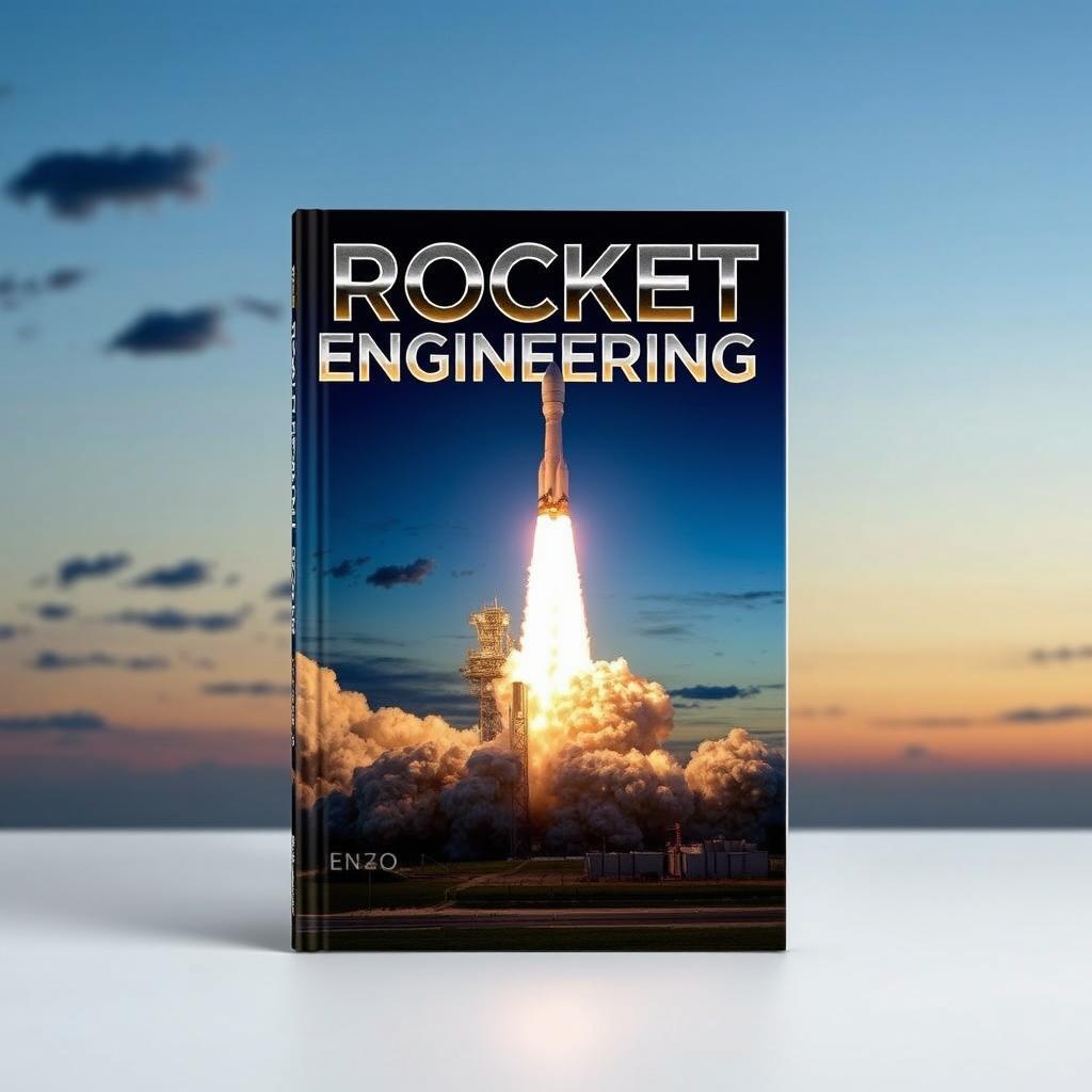 A striking book cover for 'ROCKET ENGINEERING' featuring an intense scene of a rocket launch
