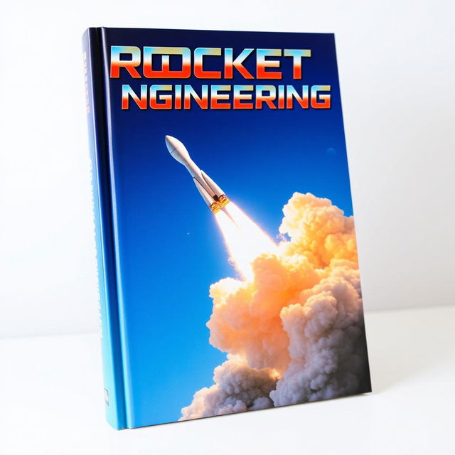 A dynamic book cover featuring the title 'ROCKET ENGINEERING' prominently displayed at the top in bold, futuristic typography