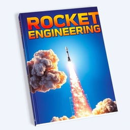 A dynamic book cover featuring the title 'ROCKET ENGINEERING' prominently displayed at the top in bold, futuristic typography