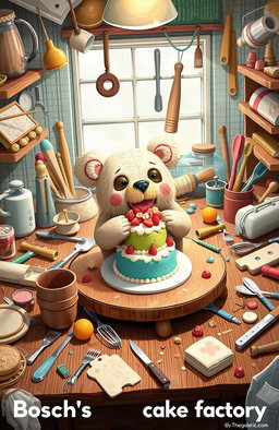 A messy kitchen table filled with various baking tools and utensils scattered around