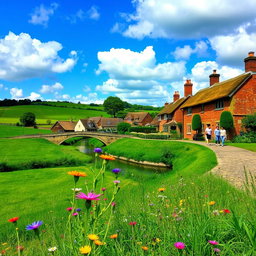 A picturesque countryside landscape featuring the quaint village of Bilton in the background