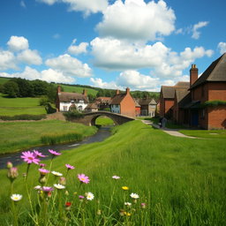 A picturesque countryside landscape featuring the quaint village of Bilton in the background