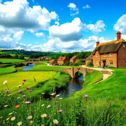 A picturesque countryside landscape featuring the quaint village of Bilton in the background