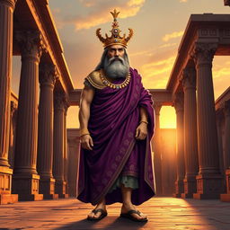 An artistic portrayal of Cyrus the Great, the founder of the Persian Empire, depicted in regal attire