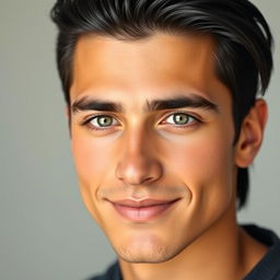 A portrait of a 20-year-old Italian man with striking features